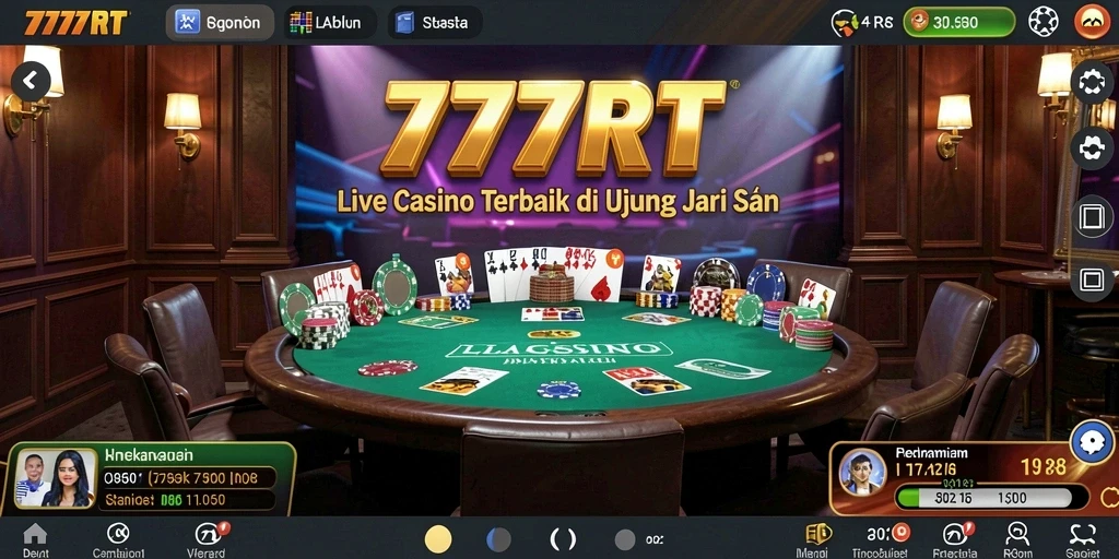 Tampilan interaksi dealer dalam permainan Live Casino 777RT.