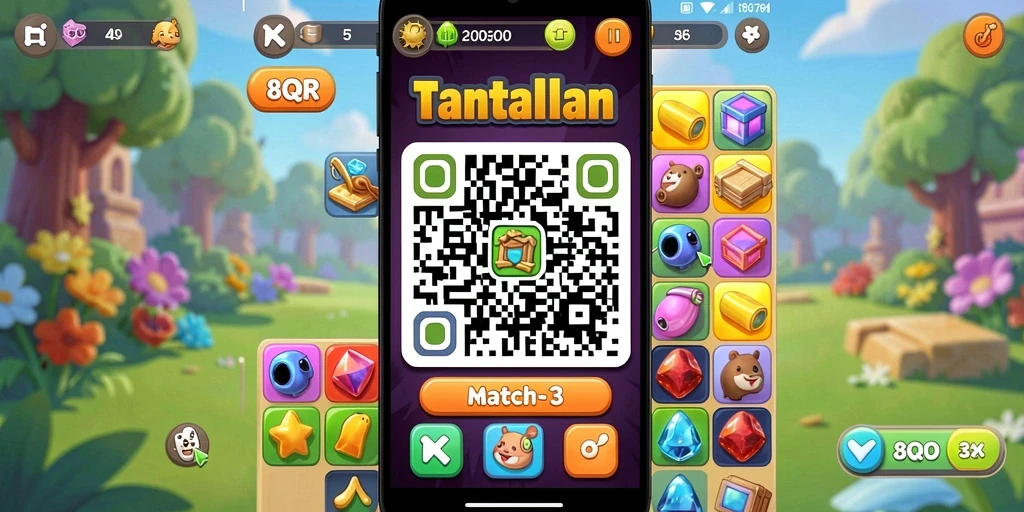 Tampilan gameplay seru dan menantang dari 8QR Match-3.