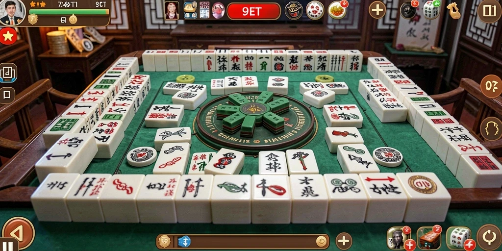 Screenshot gameplay Mahjong di 9ET yang penuh warna dan menantang.