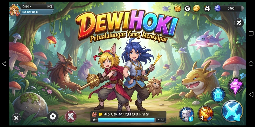 Tampilan gameplay dari DEWIHOKI yang seru dan penuh warna.