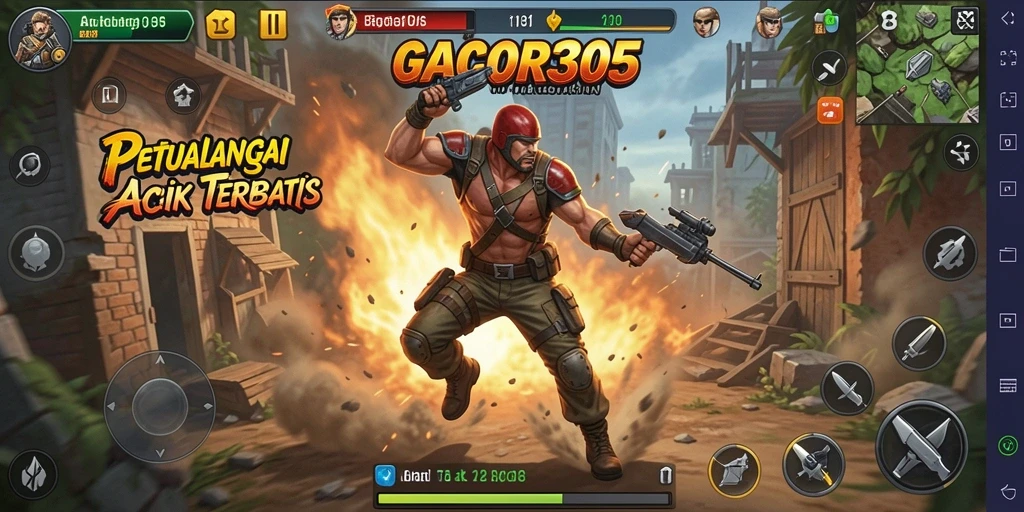 Screenshot utama GACOR305 menampilkan aksi intens dan grafis yang memukau.