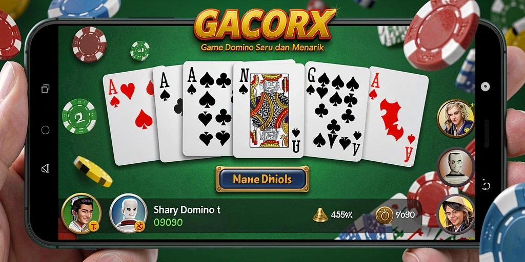 Tampilan gameplay <strong>GACORX</strong> yang menampilkan karakter domino yang menarik.