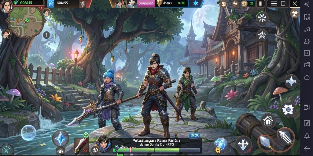 Screenshot gameplay menunjukkan aksi seru dan karakter dalam GOAL55.