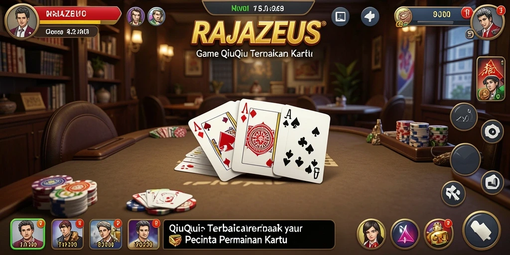 Tampilan gameplay seru dari RAJAZEUS yang menampilkan permainan QiuQiu.
