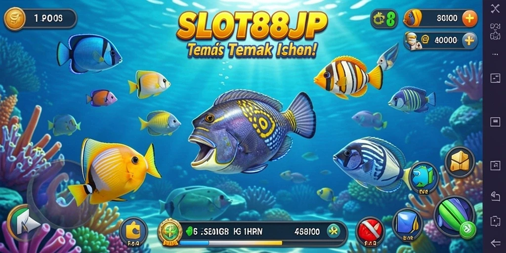 Tampilan screenshot gameplay Tembak Ikan yang menegangkan.
