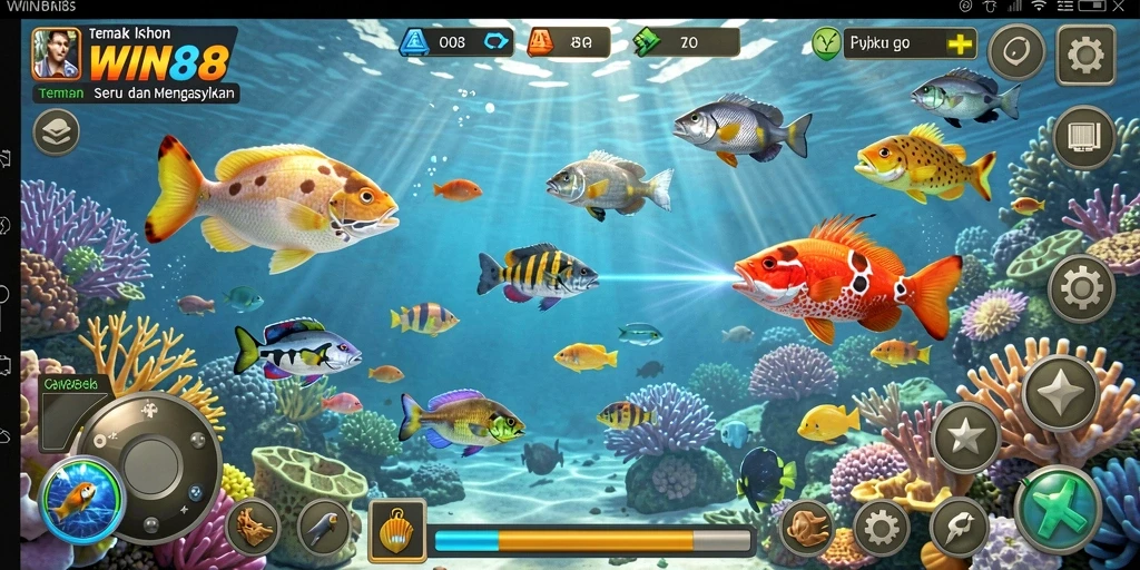 Tampilan gameplay seru Tembak Ikan di WIN88.