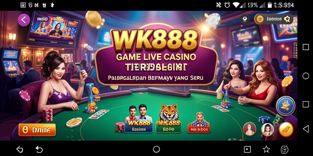 Screenshot WK888 menunjukkan gameplay Live Casino yang mendebarkan dengan dealer langsung.