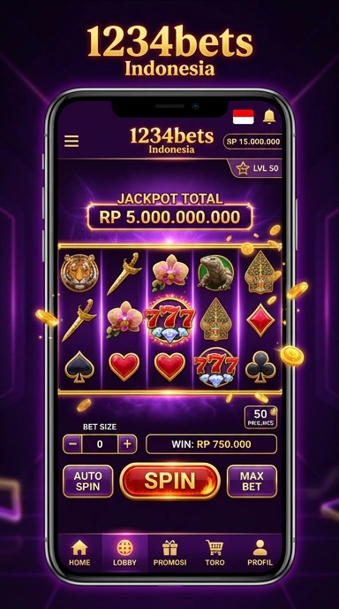 Screenshot dari halaman utama aplikasi 1234bets yang menampilkan pilihan permainan.